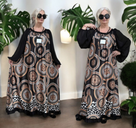 SASHA MORA oversized A-lijn jurk met een vleugje zijde zwart