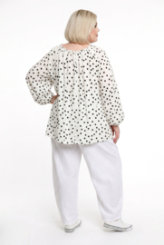 ITALIA oversized viscose blouse/top wit/zwart stretch