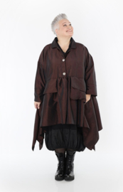 AKH oversized taft tussenjas apart chocoladebruin /gevoerd 