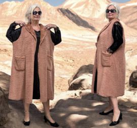 ITALIA MODA oversized fleece mouwloze vest/blazer / stretch