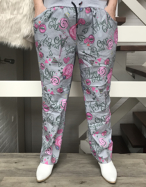 ITALIA  stretch broek grij/roze