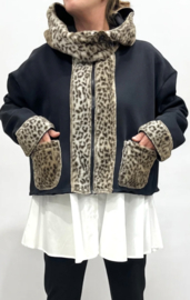 Vincenzo Allocca oversized korte jas/blazer/vest stretch zwart