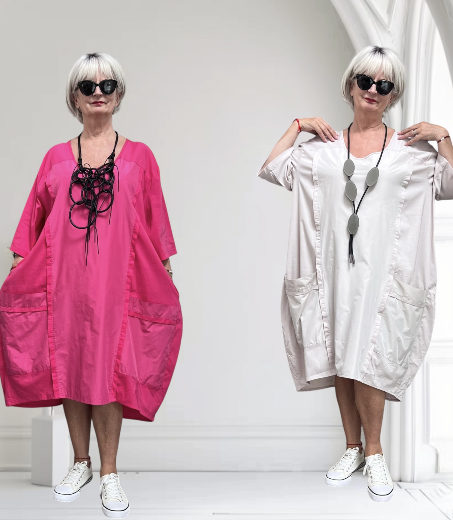 SINNE design.. A- lijn viscose jurk met taft /stretch/in meerdere kleuren