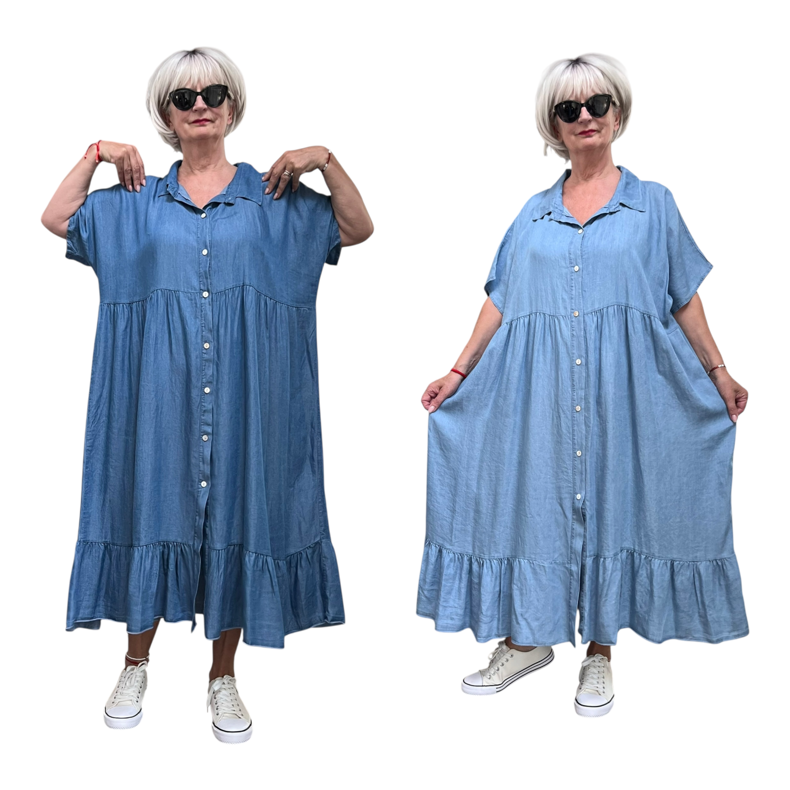 ITALIA MODA   jeans tencel jurk/hemd apart /in meerdere kleuren