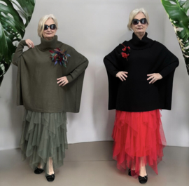 ITALIA oversized viscose mix gebreide top/tuniek met broche/in meerdere kleuren