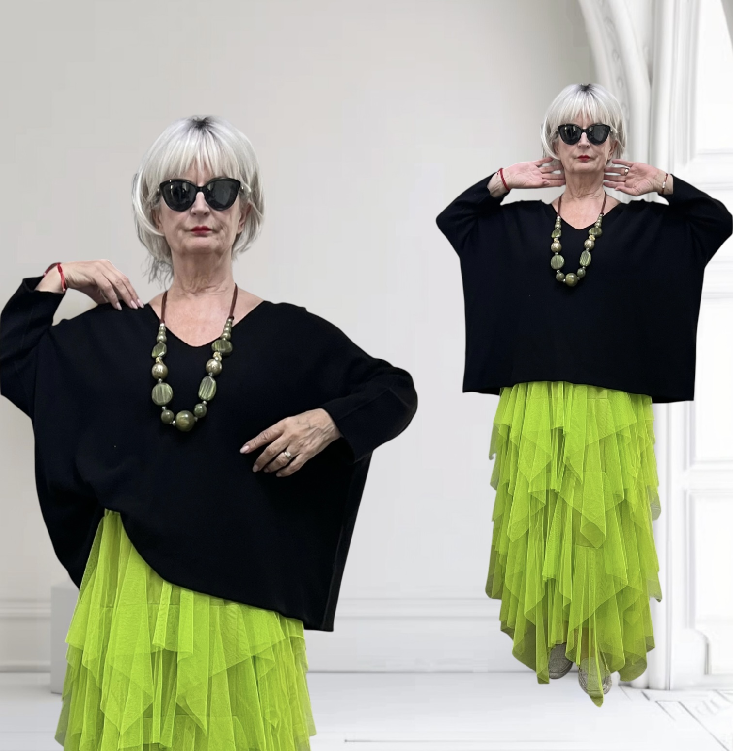Moonshine oversized viscose mix gebreide top stretch zwart