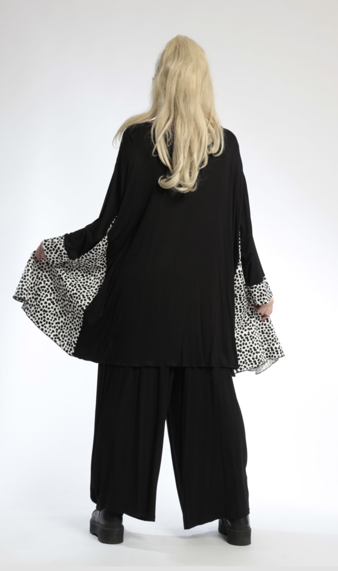 AKH oversized viscose jerseyA-lijn tuniek apart stretch zwart/wit