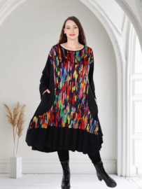 AKH oversized viscose A-lijn jurk stretch/zwart