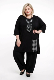 AKH viscose mix tuniek met een zak /apart/ zwart/grijs