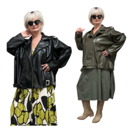 NEW COLLECTION oversized  eco leder jas met ritssluiting  stretch  /in meerdere kleuren