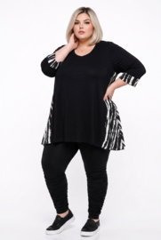 AKH oversized viscose jersey A-lijn jurk  apart/stretch zwart/wit