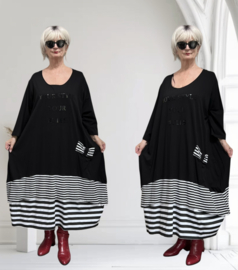 Vincenzo Allocca oversized katoen A-lijn jurk/aparte/stretch/zwart/wit