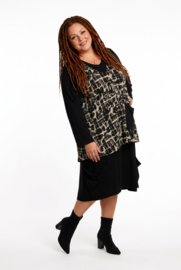 AKH A-lijn jurk + top apart zwart/wit /stretch