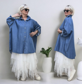 ITALIA oversized katoen jeans blouse/hemd/in meerdere kleuren