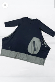 Vincenzo Allocca oversized katoen A-lijn tuniek met inzet van eco leder/aparte/stretch