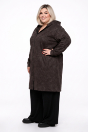 AKH oversized viscose jersey blazer met capuchon stretch/chocoladebruin