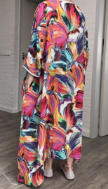 Francesca Romantica oversized A-lijn viscose chiffon overjurk met touwtjes  apart (extra groot)