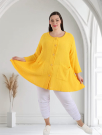 AKH gebreide oversized A-lijn katoen vest/blazer apart stretch