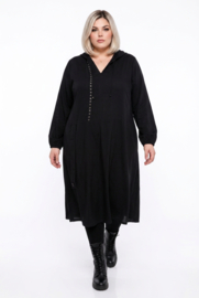 AKH oversized viscose soepele slinky-kwaliteit A-lijn jurk  apart/ zwart