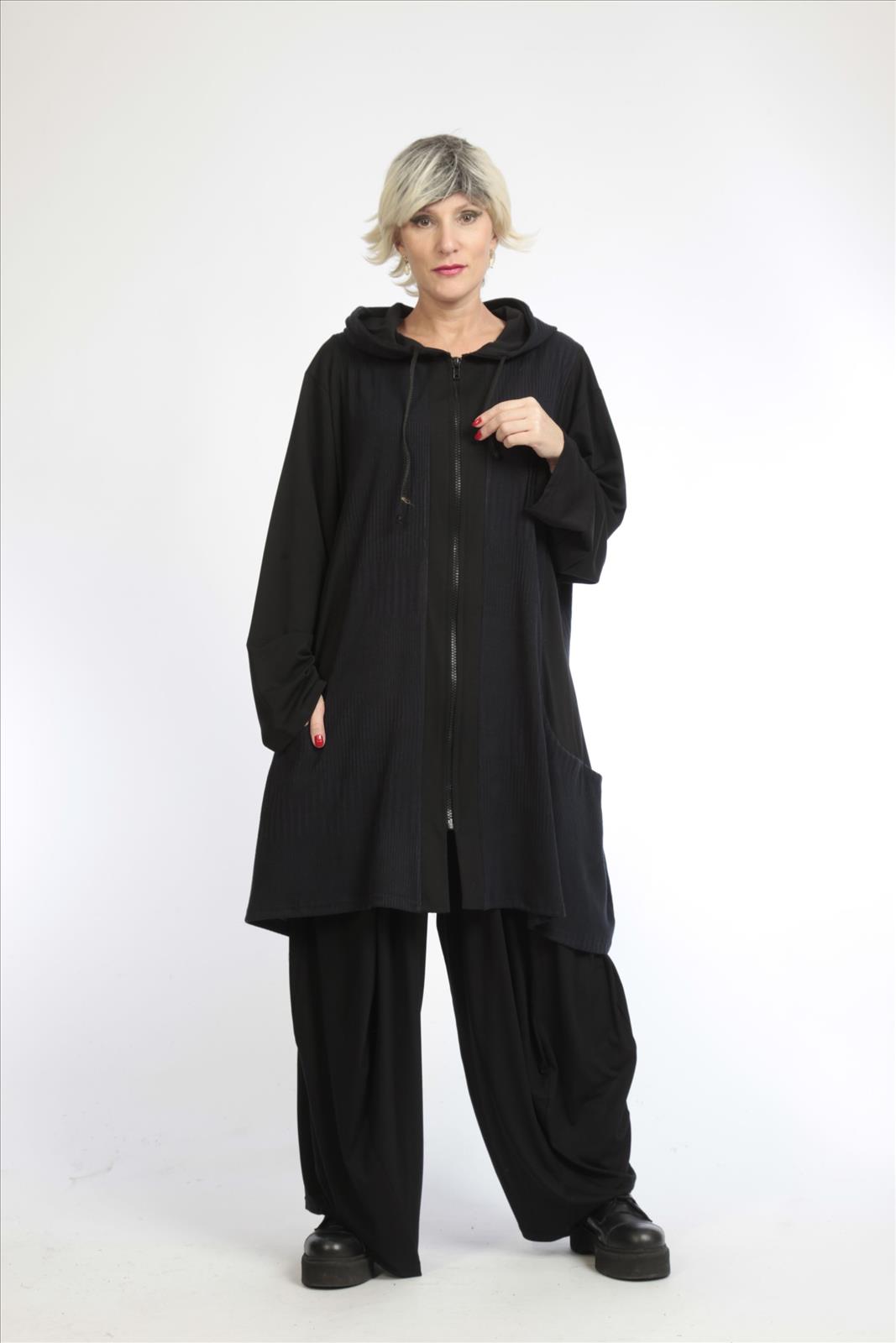 AKH viscose  A-lijn blazer met zakken stretch zwart