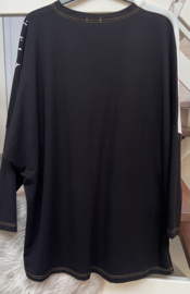 LA VELINA oversized katoen jersey top  stretch/zwart