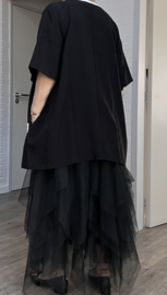 Zedd Plus viscose A-lijn tuniek/top  zwart/wit