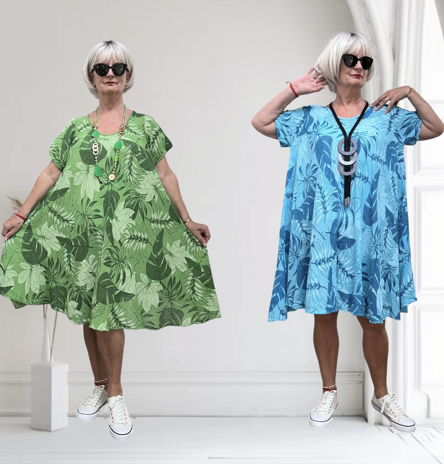ITALIA oversized katoen A-lijn zomer jurk/in meerdere kleuren