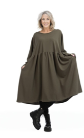 AKH A-lijn winter jurk/tuniek met zakken apart stretch