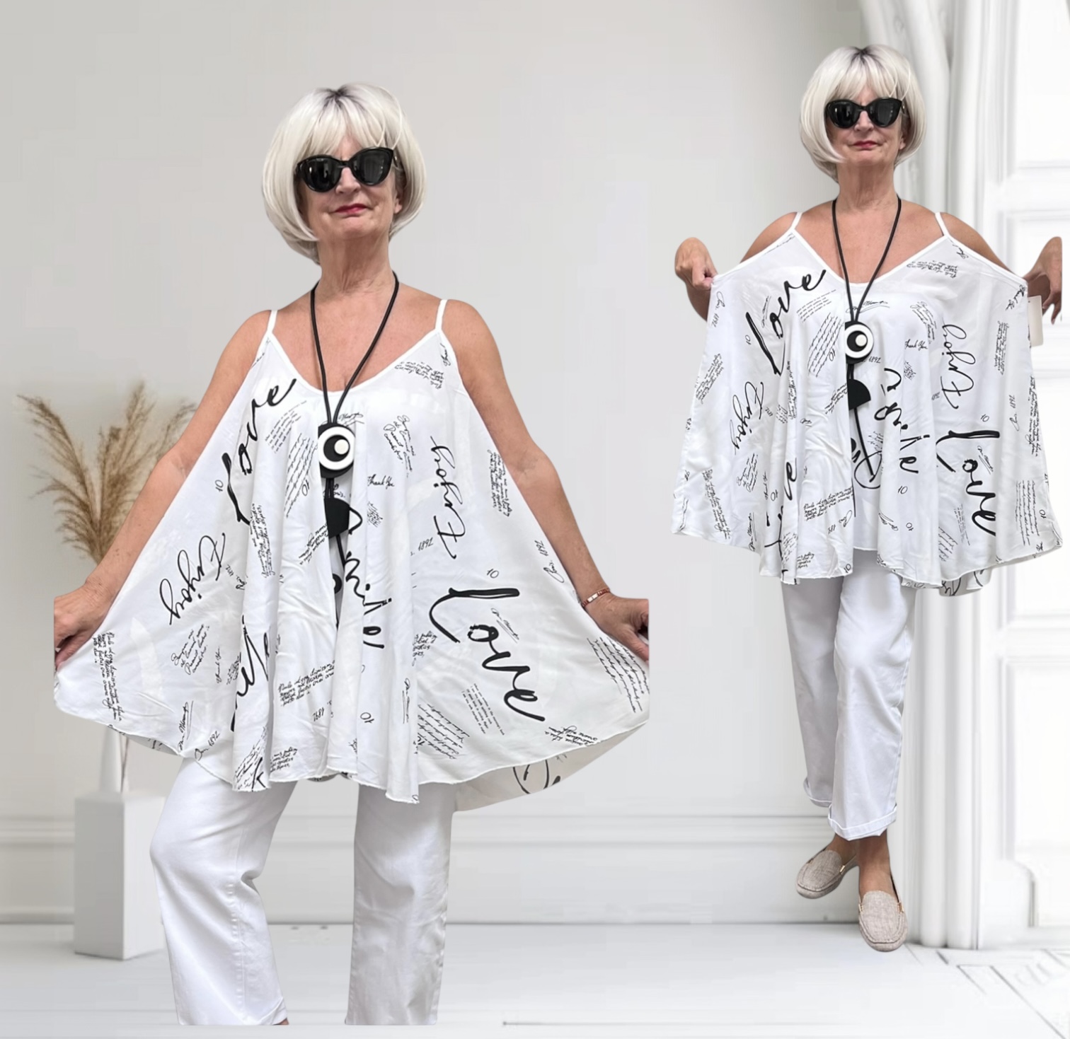 ITALIA oversized viscose A-lijn zomer top