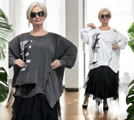 EU Queen oversized katoen A-lijn top/zwart stretch/apart/in meerdere kleuren