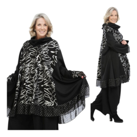 AKH oversized viscose A-lijn tuniek  apart zwart/silver stretch