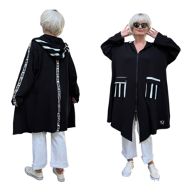 Vincenzo Allocca katoen joggingsstof blazer/jas met ritssluiting zwart/stretch