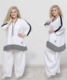 Vincenzo Allocca oversized viscose A-lijn tumiek wit/zwart stretch