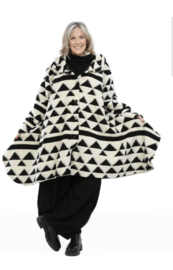 AKH oversized wollen A-lijn winterjas/mantel  gevoerd