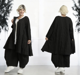 AKH katoen A-lijn blazer/vest/ met knoopsluiting zwart