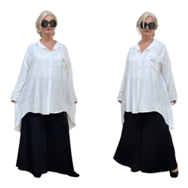 ITALIA oversized viscose A-lijn blouse/ hemd met steentjes