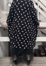 New Jersey viscose A-lijn jurk met zakken  stretch zwart/wit