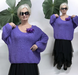 Italia oversized gebreide top met broche stretch