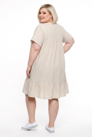 ITALIA MODA geborduurd linnen/viscose A-lijn jurk