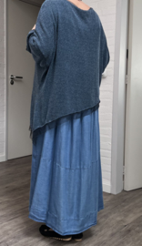 LUUKAA  acryl gebreige top met inzet van tule/stretch