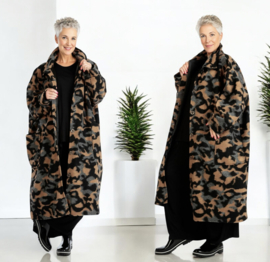 AKH oversized lange wollen winterjas/mantel  gevoerd