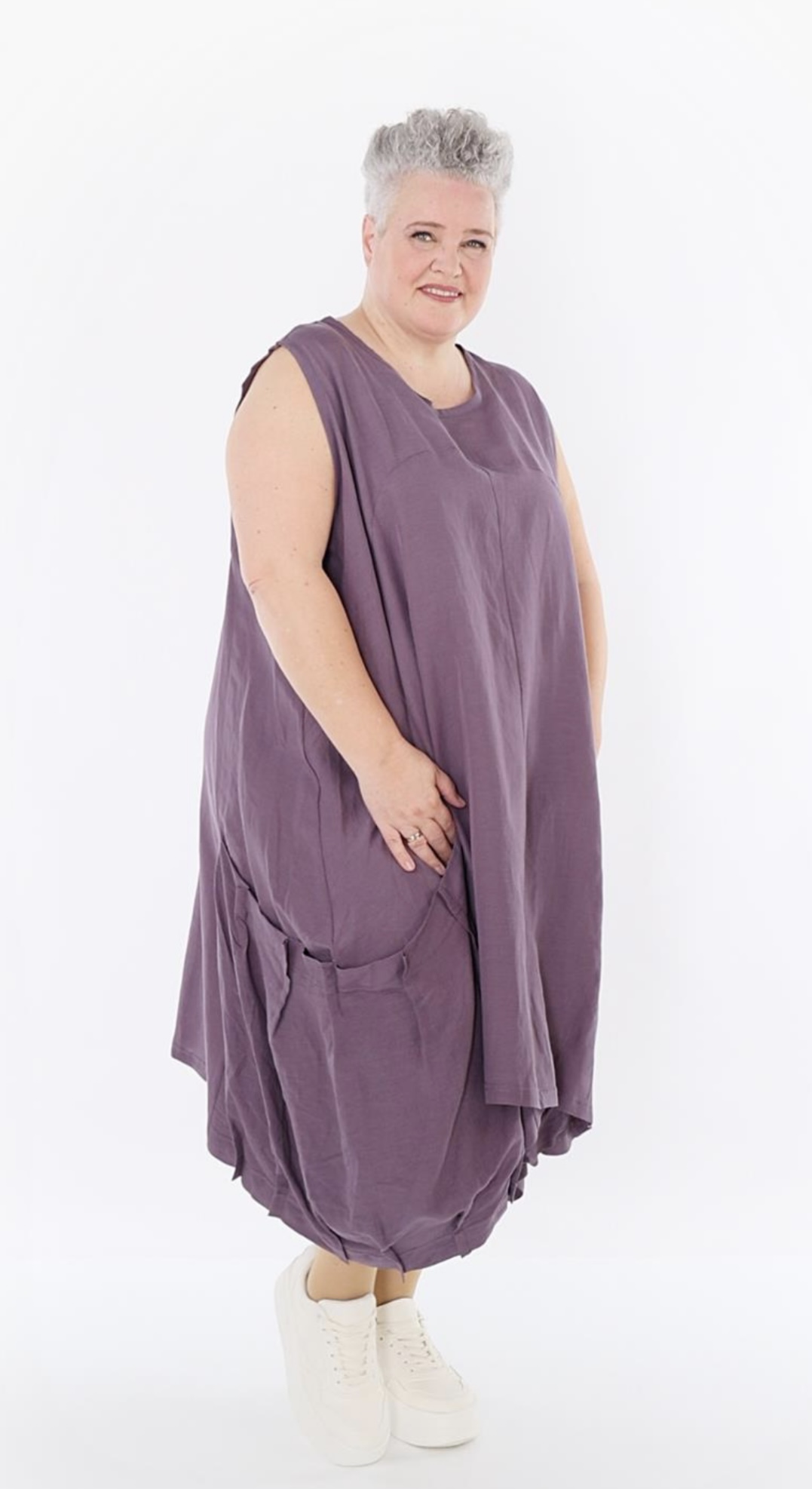 AKH oversized viscose/linnen  A-lijn jurk