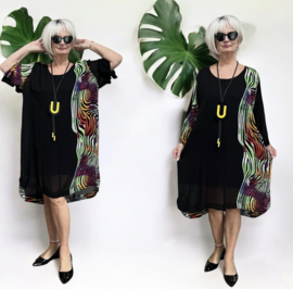 Ophilia viscose  jurk/tuniek /gevoerd/zwart