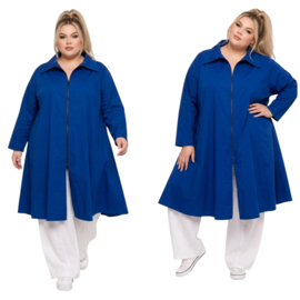AKH katoen A-lijn zomer jas /blazer/blouse met ritssluiting