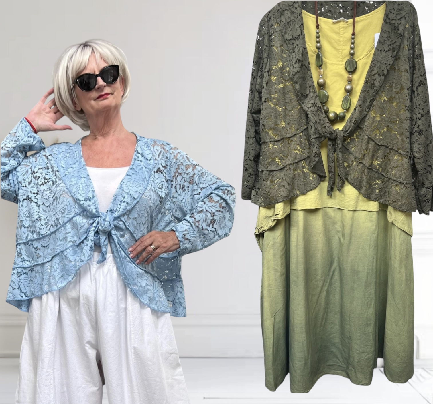 ITALIA  oversized kanten korte vest  stretch/in meerdere kleuren