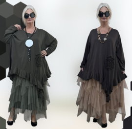 Moonshine katoen winter tricot A-lijn tuniek stretch /in meerdere kleuren