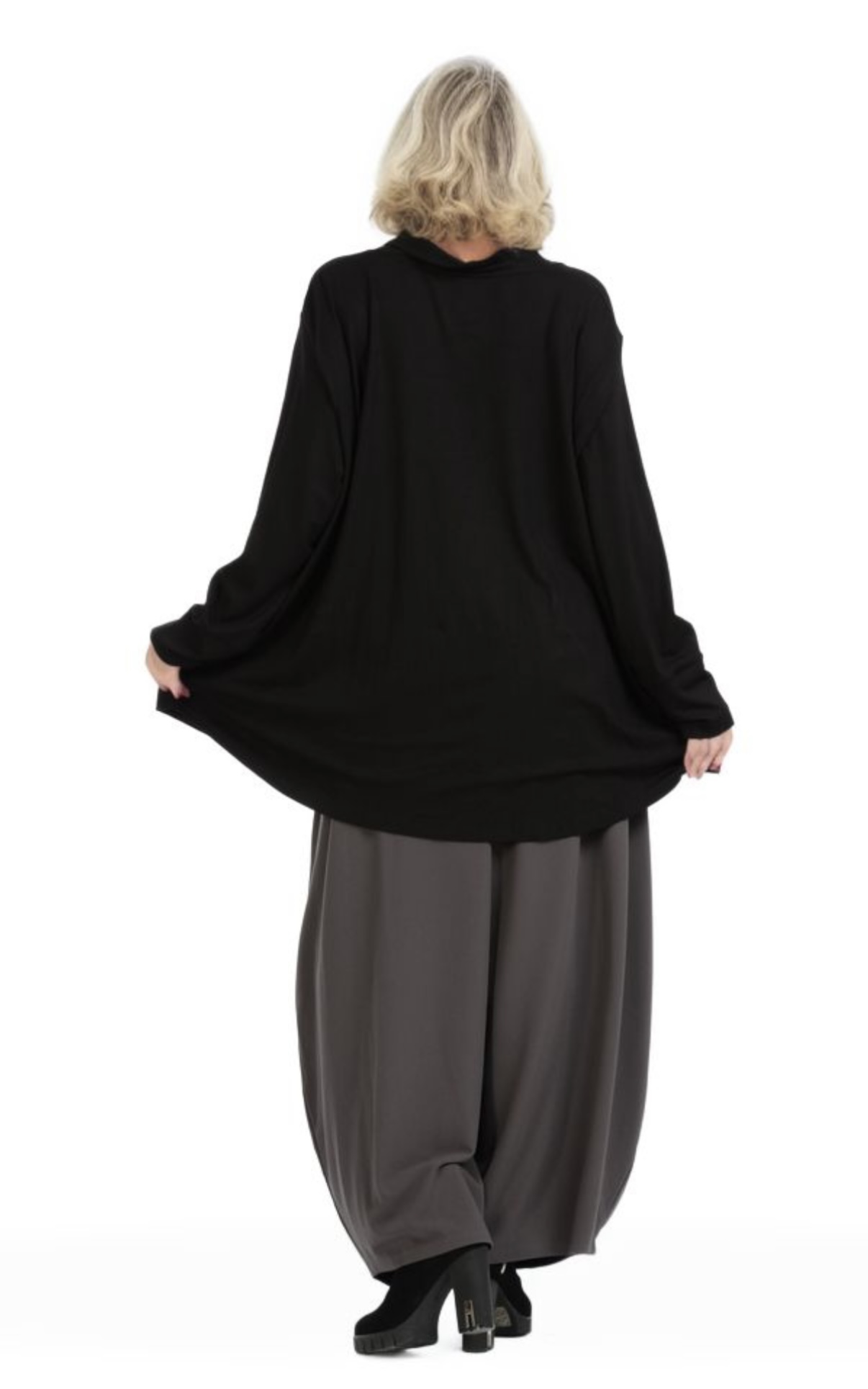 AKH oversized viscose jerseyA-lijn tuniek apart stretch zwart
