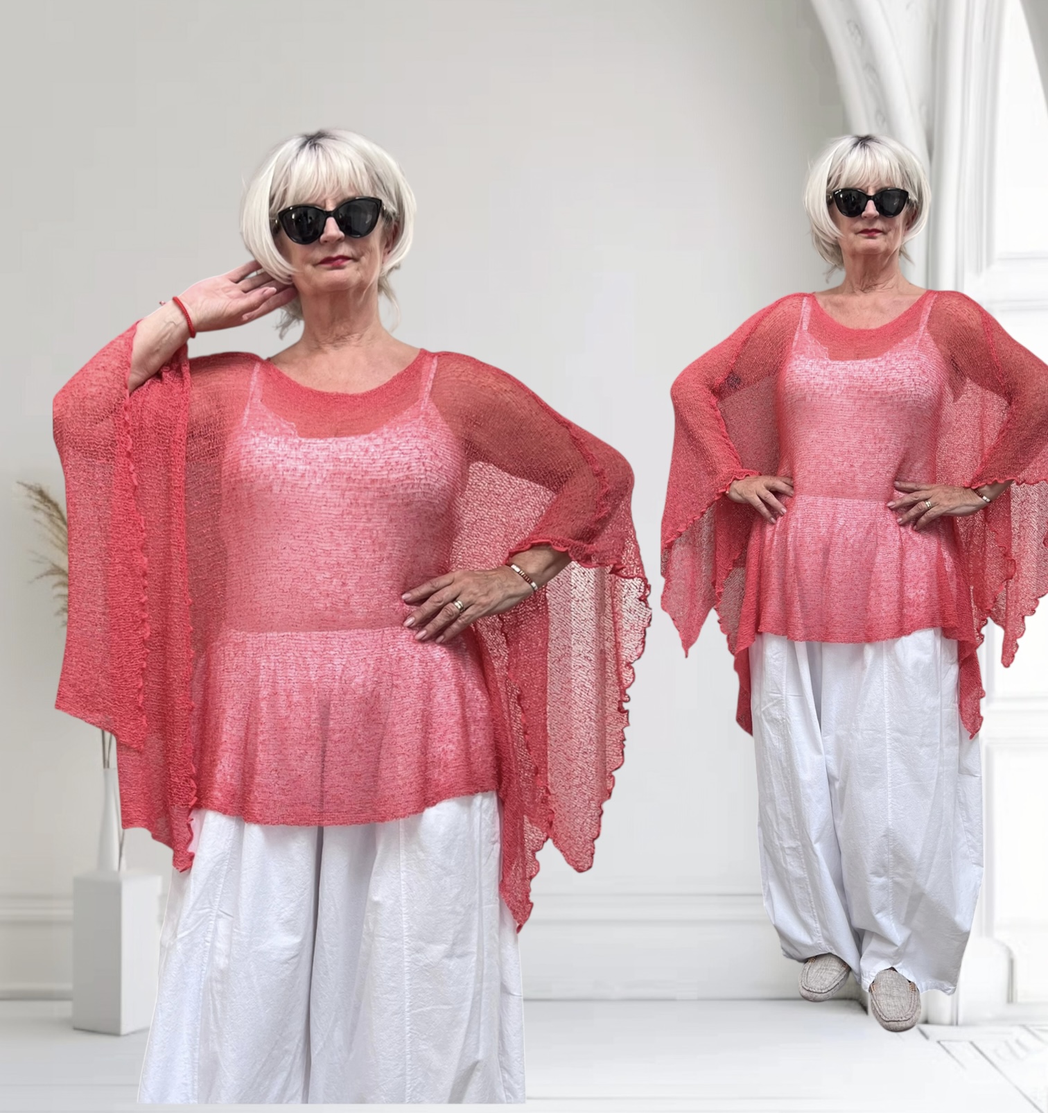 IKAT acryl oversized zacht gebreide top/zeer rekbaar