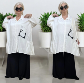 IZZY Style viscose hemd/blouse/tuniek  wit