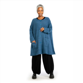 AKH gebreide oversized bouclé  A-lijn katoen vest/blazer apart stretch